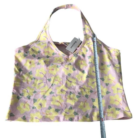 🌻4/$20 Bluenotes Pink Floral Cropped Halter Style Top Size Large New With Tag - Picture 2 of 8